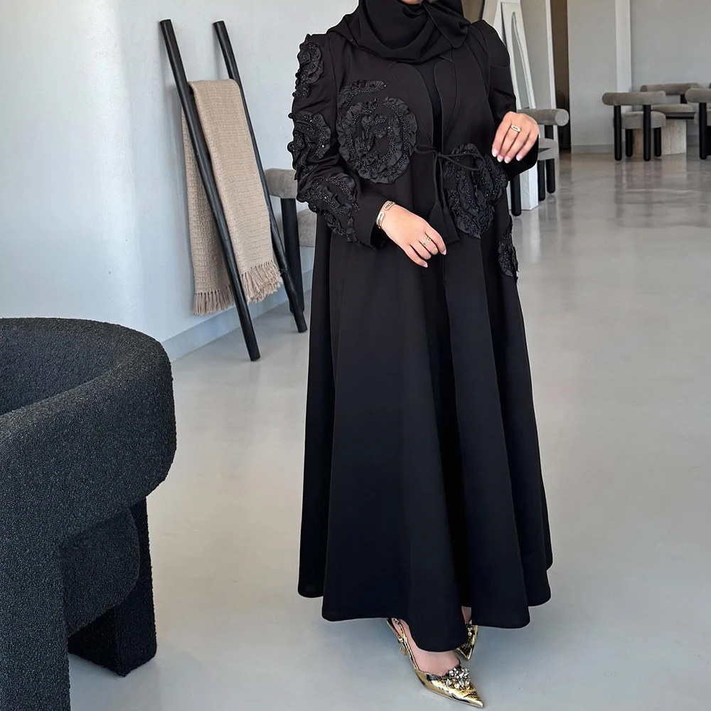 

Customized A-line Evening Dresses Ankle-length High-neck Full Sleeve Prom Gown Fashion Ruched Crystal Simple Draped Party Gown