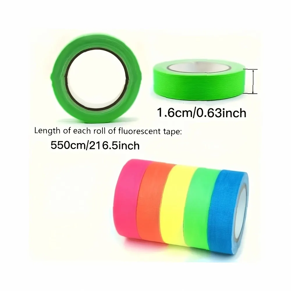 Glow in The Dark Neon Tape 3 Rolls, UV Reactive Luminous Decorative Tape No Electricity Needed, Non-Adhesive Easy Cut