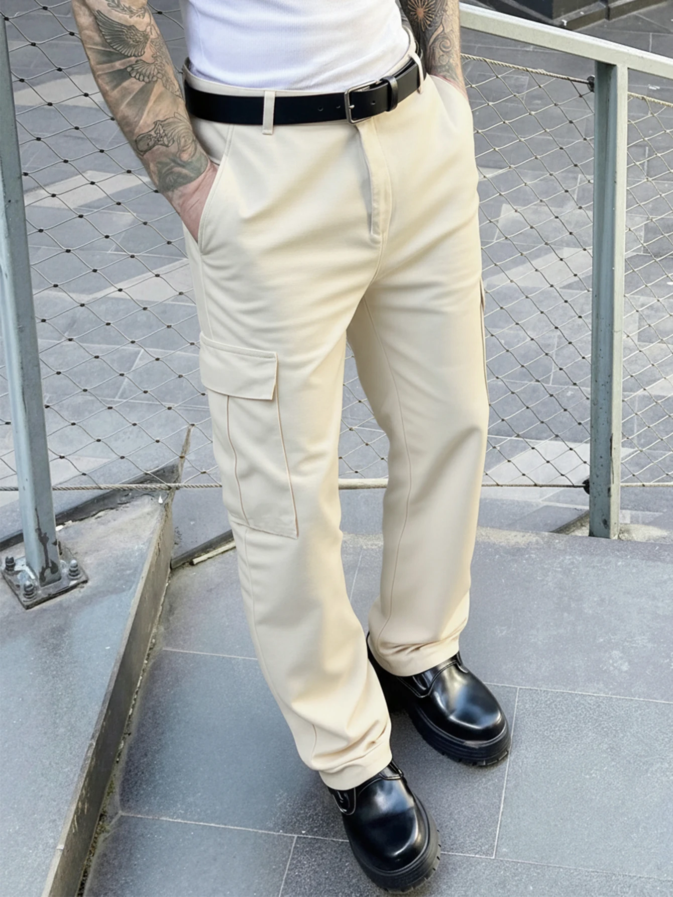 Men's Casual Everyday Office Commute Slim Fit Solid Color Slant Pocket Suit Pants Men  with pockets Suit Pants Baggy Dress Pants