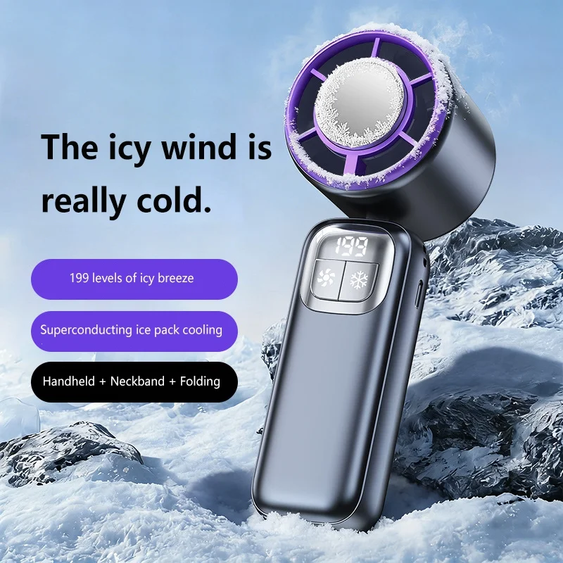Lenovo Handheld Fan Cooling Ice Cooler Rechargeable USB Brushless Motor 199 High Speed Turbo Jet Fan for Outdoor Travel Office image 3