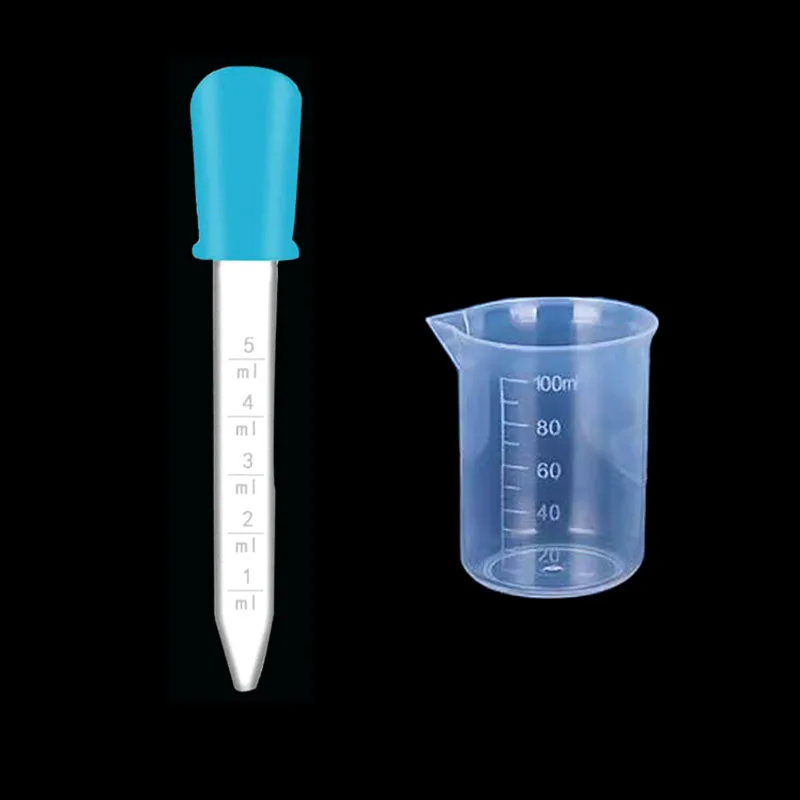 1 Set (1PC 50ML/1PC 5ML) Transparent Plastic Measuring Cup Laboratory Scale Dropper Container Instrument Liquid Equipment