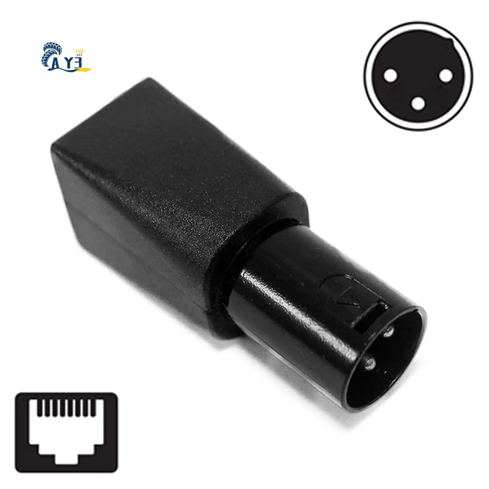 AY03-DMX para RJ45 Conector RJ45 Ethernet para 3 pinos XLR DMX fêmea e masculino conjuntos de adaptadores (3 pinos 1 par)