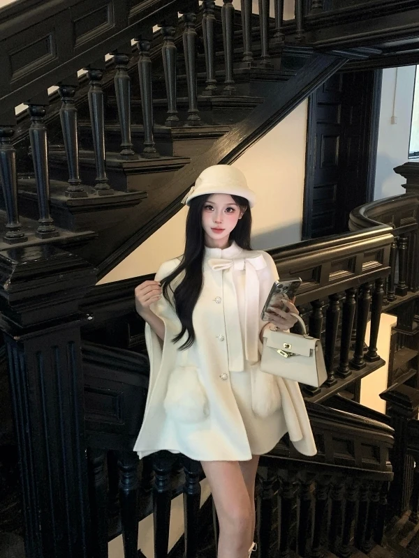 

Ele Winter Wrap oulder Coat Women's Woolen Jaet Hepburn Sle Faionable 2025 Winter Collection Young Women's Outerwear