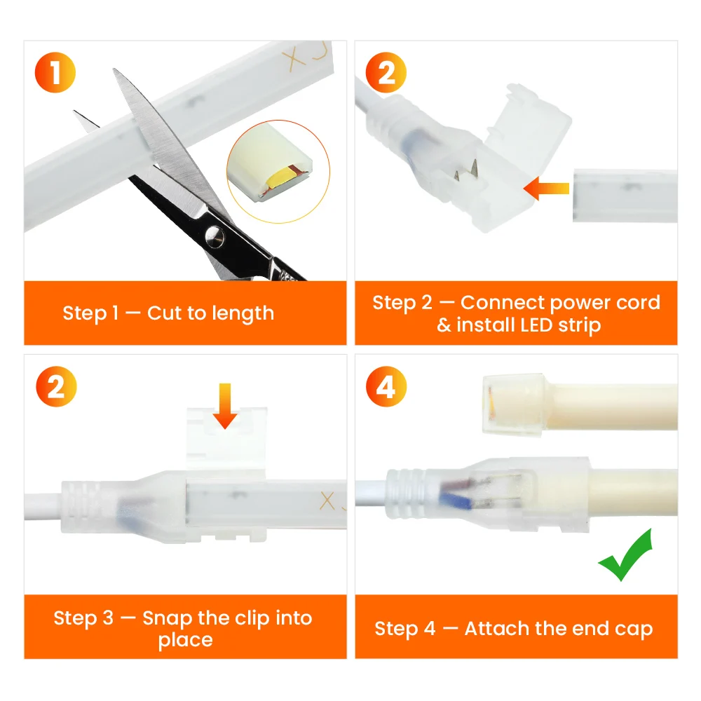 220V 240LEDs/m COB LED Strip Light 230V Dimmable RA90 Flexible IP65 FCOB Neon Tape Lamp Garden Kitchen Cabinet Linear Lighting