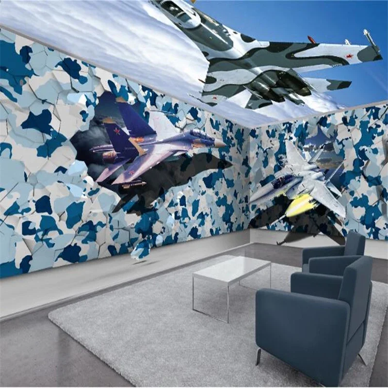 custom Sky Fighter Camouflage 3d flooring photo wallpaper for bedroom living room TV mural wall paper papel art wall Stickers