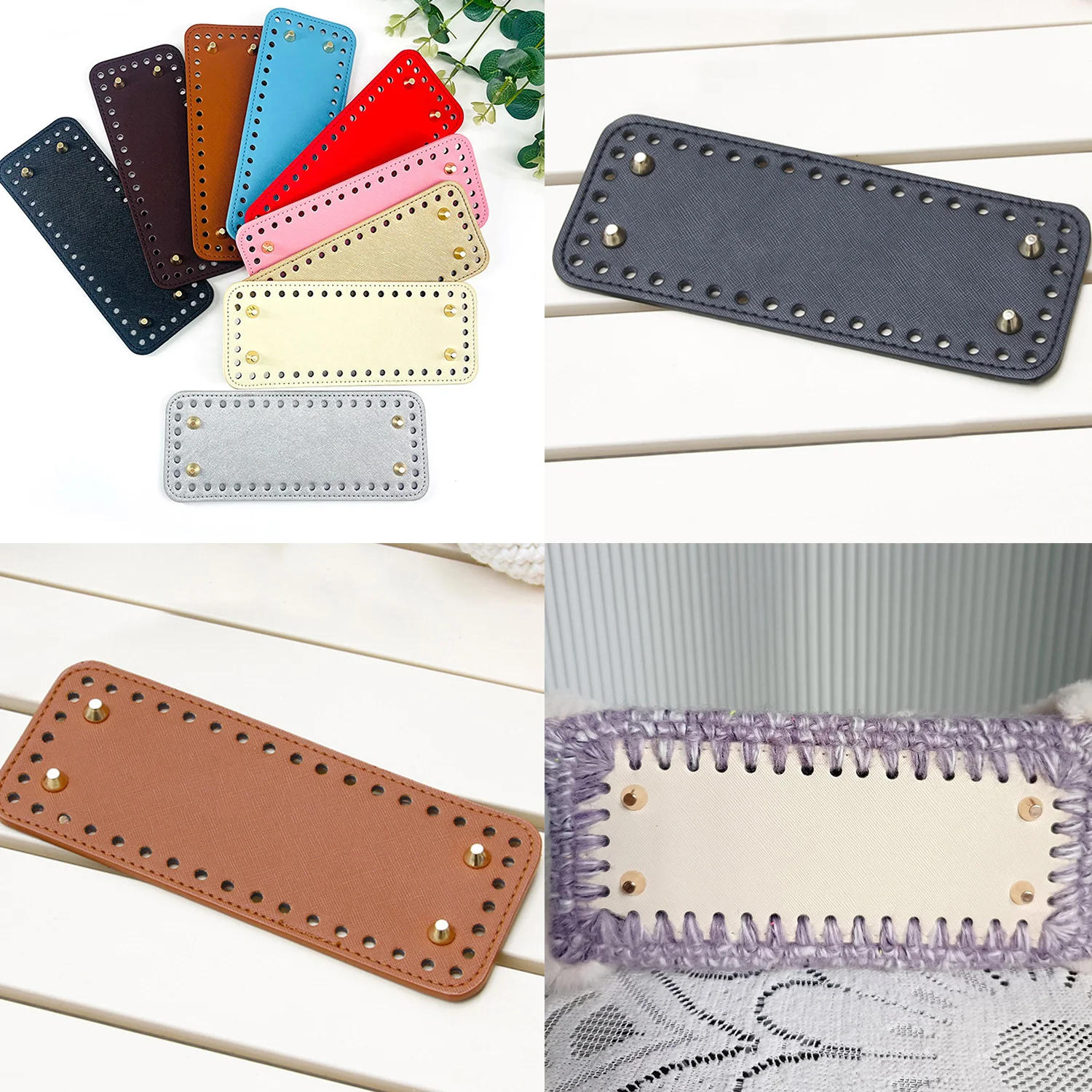 New 20*8cm Bag Bottom Base Handbag Bottom Shaper Pad Handmade PU Leather Long Bottom For DIY Crochet Knitted Bag Accessories