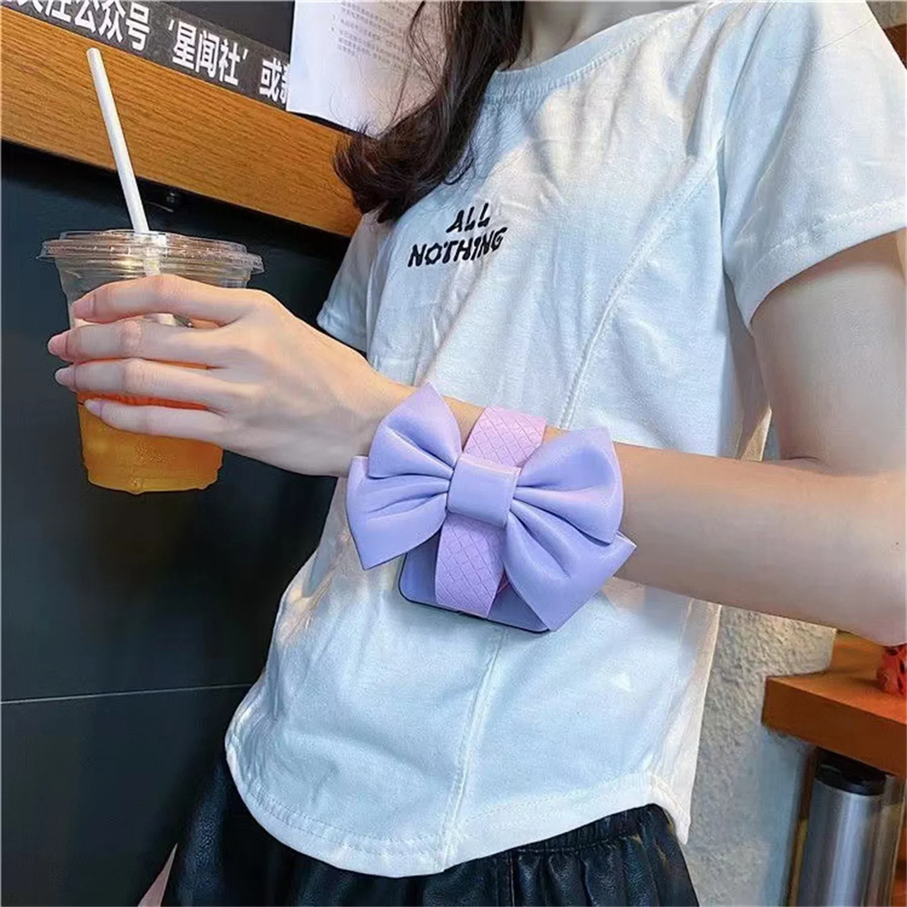 

Корейский роскошный шпонный ремешок Cortex с бантом на запястье, однотонный чехол для Samsung Galaxy Z Flip 6 5 4 3 zflip6 5G