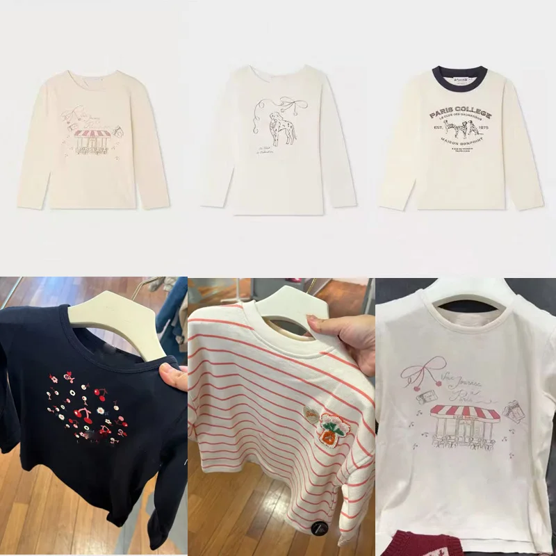 Pre-sale(ship September) 2026 Bp Autumn Kids Long Sleeve T-shirts for Girls Baby Boys Cotton Clothes Size 4y-14y Boys T-shirts