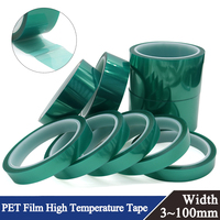 Green PET Film Tape Width 3mm - 100mm High Temperature Heat Resistant PCB Solder SMT Plating Shield Insulation Protection 33m