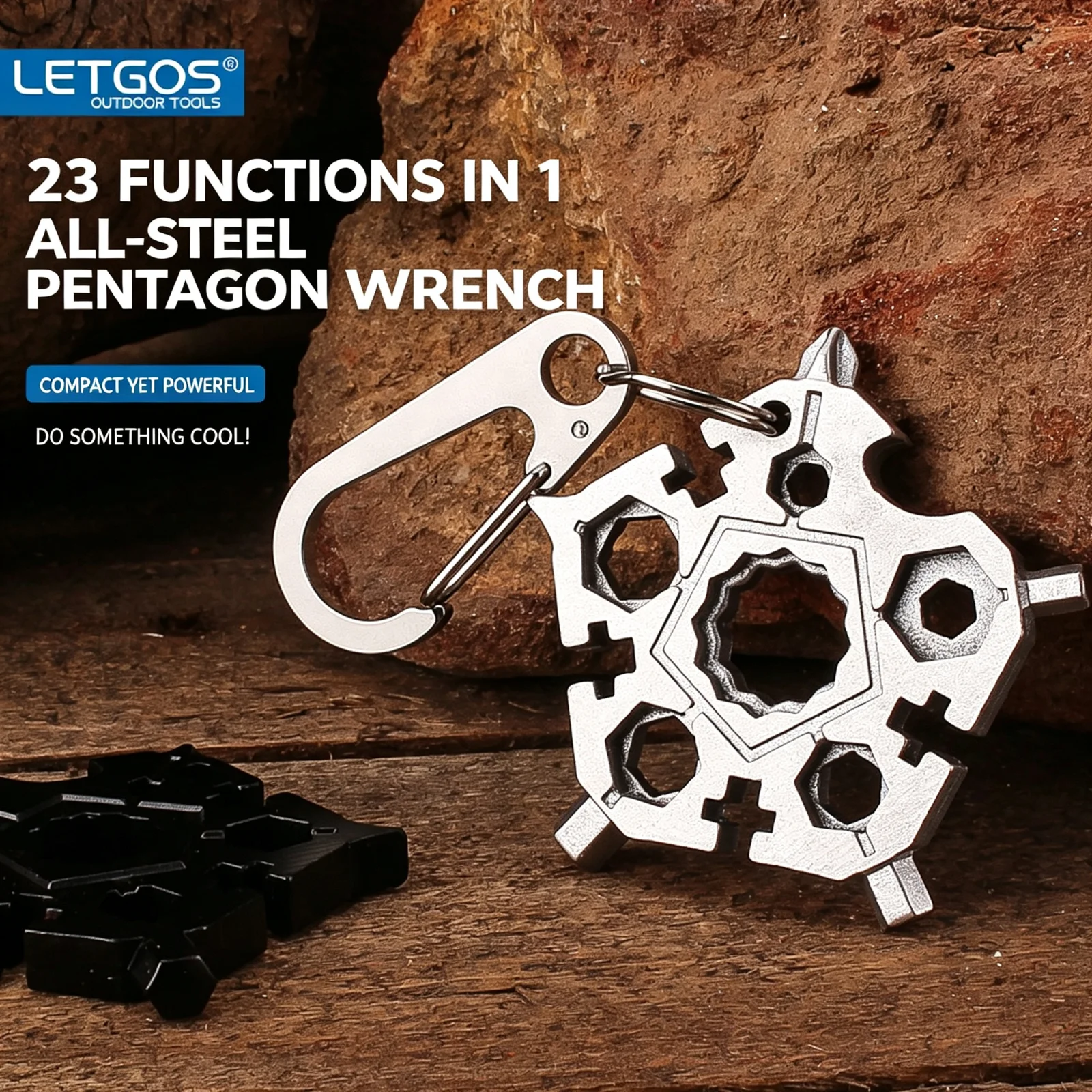 LETGOS 23-in-1 Fünfeckiges Taschen-Multitool aus Edelstahl mit Schneeflocken-Design Outdoor-Schraubenschlüssel EDC Geschenk für Vater