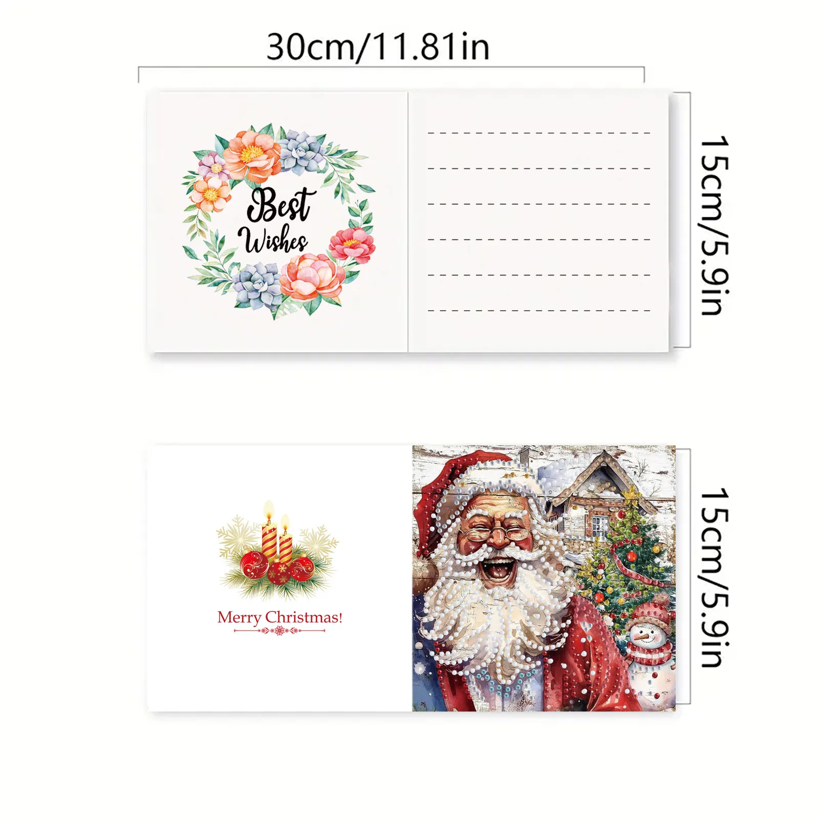 6-piece DIY diamond painting set Christmas theme greeting card, wishes and wishes, unique design, irregular shape diamonds