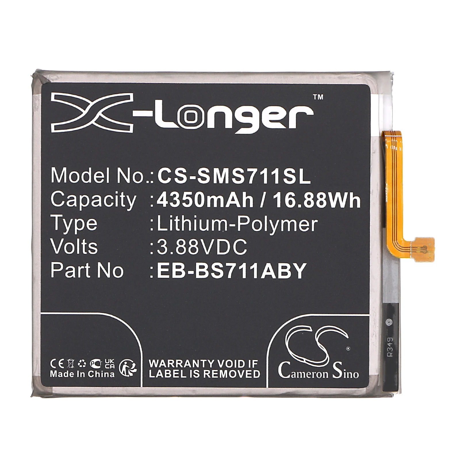 CS Replacement Battery for Samsung SM-S711B,Galaxy S23 FE,Galaxy S23 FE 5G,SM-S711W,M-S711U1 PN:EB-BS711ABY 4350mAh / 16.88Wh