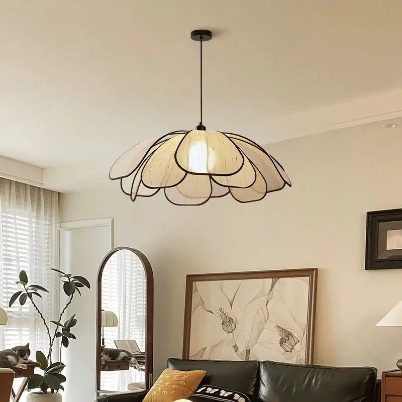 Retro Petal Pendant Light Antique Style Restaurant Decoration Chandelier Homestay Hotel Bedroom Living Room Home Hanging Lamp