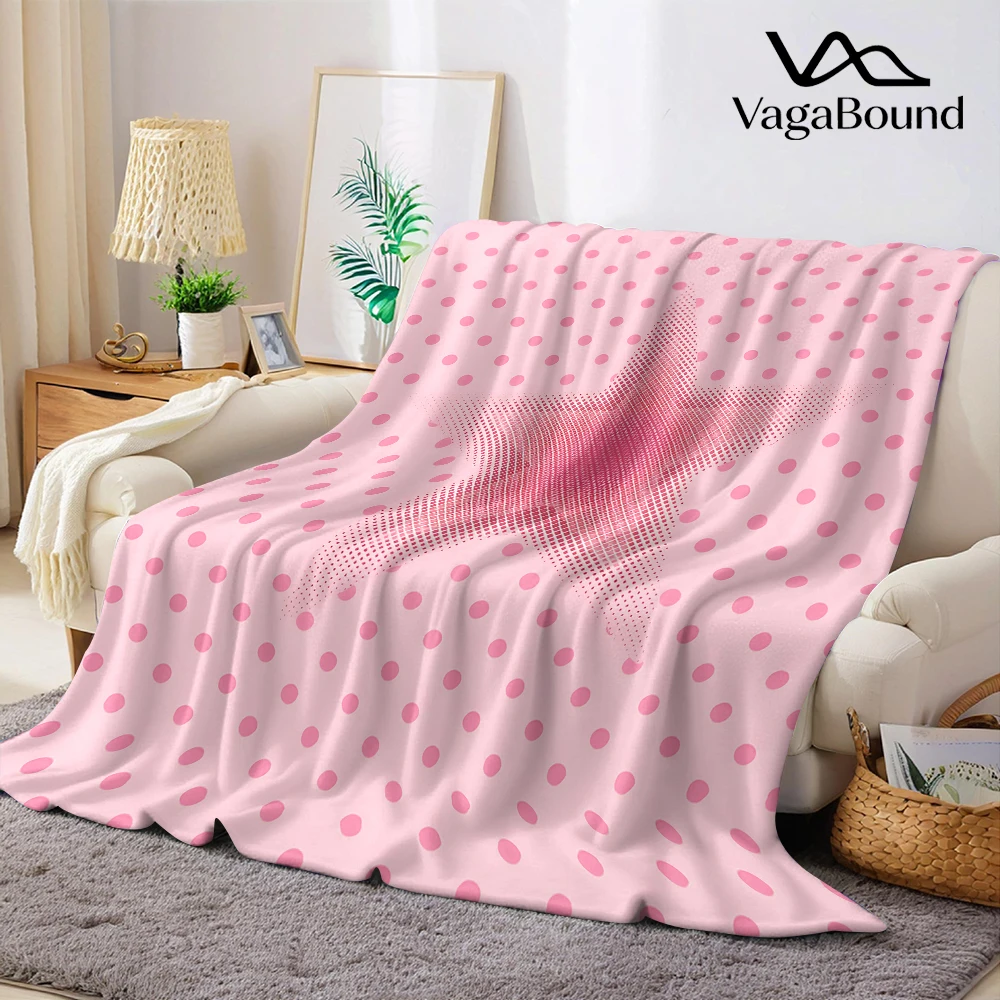 Pink Dots Glitter Star Flannel Blanket Warm Soft Halloween Christmas Decorative Couch Warm Cozy All-Season Gift