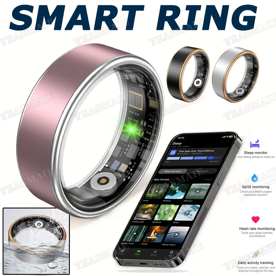 

New Smart Ring 2025 Family Monitor Heart Rate Blood Oxygen/Pressure Sleep Monitor Rings Outdoor Waterproof Smartring Women Men