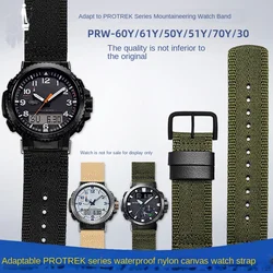 Nylon canvas watch strap for Casio PROTREK series PRW-60/PRW-70YT/50/30 sports strap 23mm watchband Men's Waterproof Wrist Band