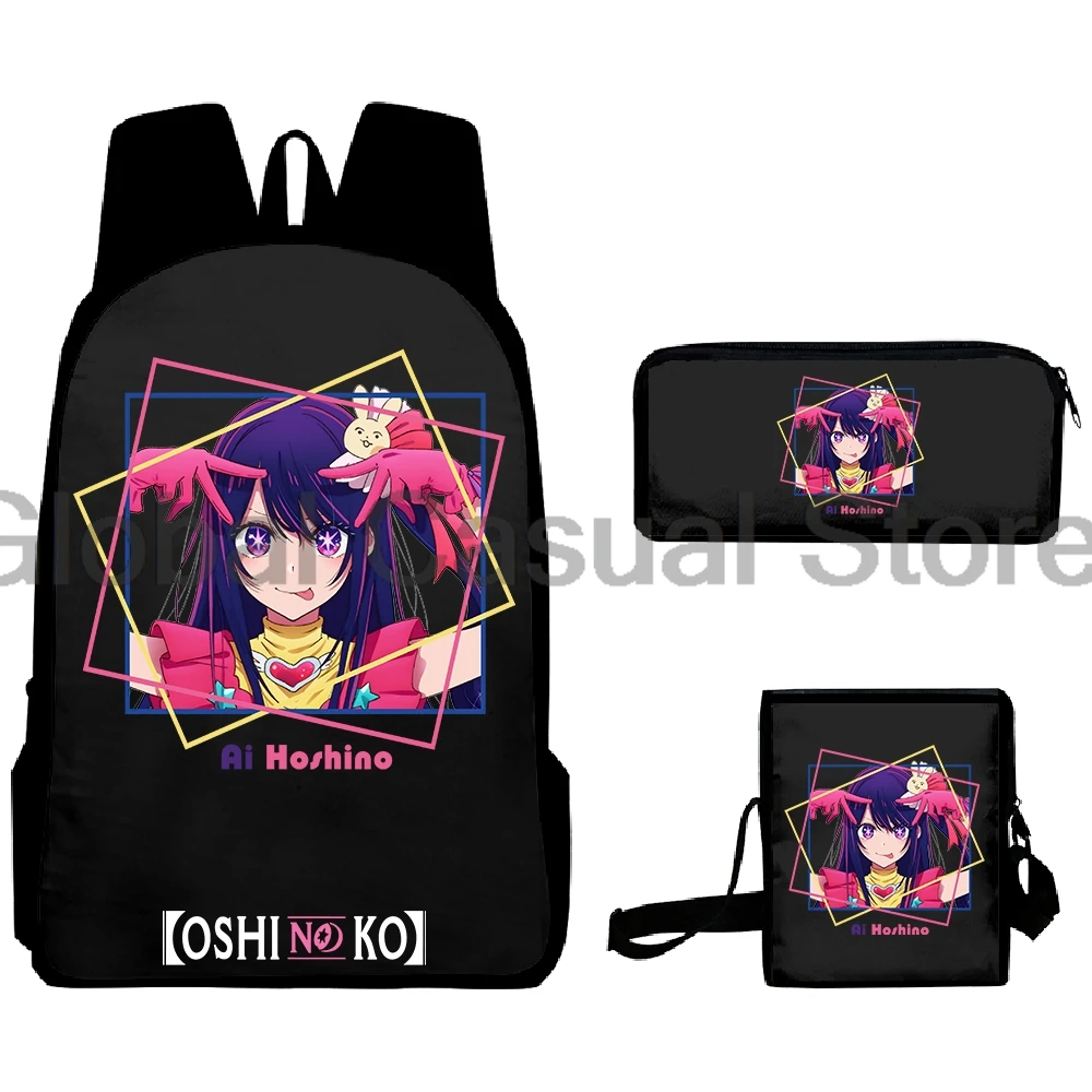 Oshi No Ko Anime Ai Hoshino Backpack 3 Piece Set Rucksack Shoulder Bag Women Men Daypack Travel Bag Harajuku Bags