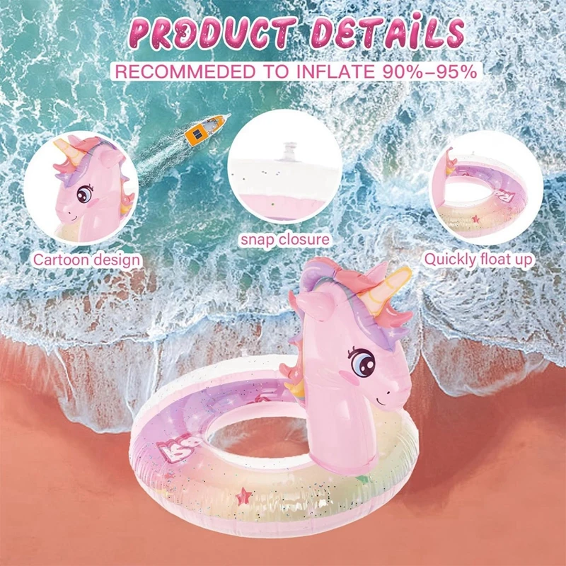 Inflatable Unicorn Swimming Ring, Water Air Mattress Pool, Swimming Animals for the Pool Swimming Ring Water Toy for Children