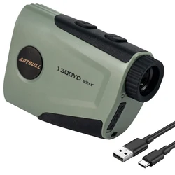 Telémetro Láser de Golf USB Tipo-C Recargable de 1300 Yardas con Vibración de Bloqueo de Bandera y Medidor de Distancia de 750 Yardas para Caza