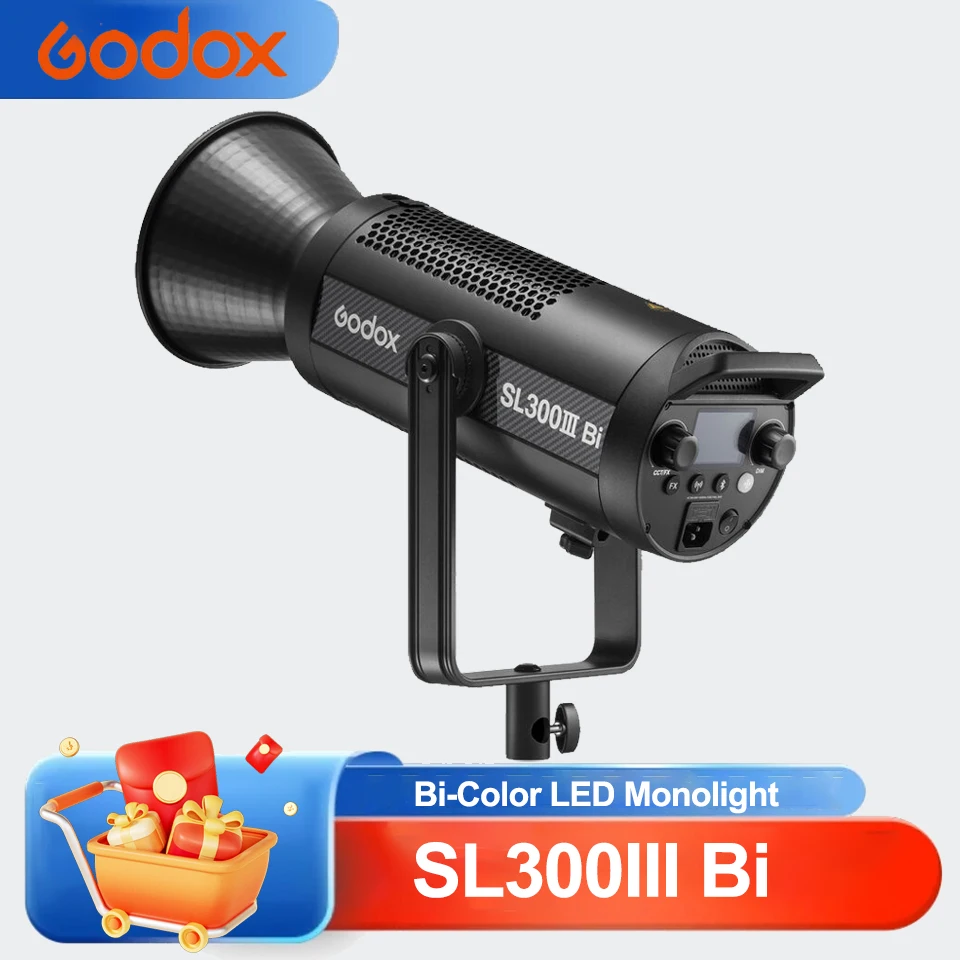 

Godox SL300IIIBI 300w Bi-Color 2800-6500k LED Video Light Built-in 9 Special Lighting Effects for Live Streaming