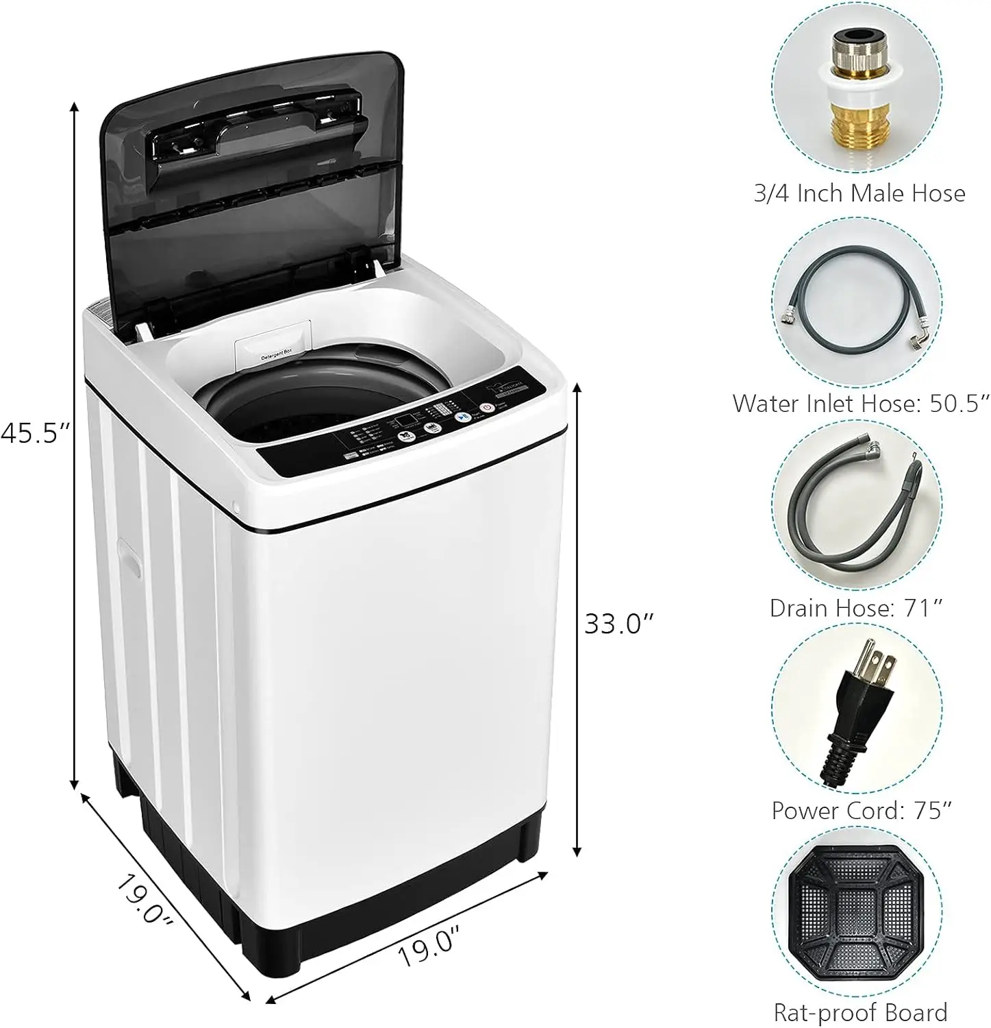 Full Automatic Washing Machine 2 in 1 Portable Laundry Washer 1.5Cu.Ft 11lbs Capacity Washer and Spinner Combo 8 Programs