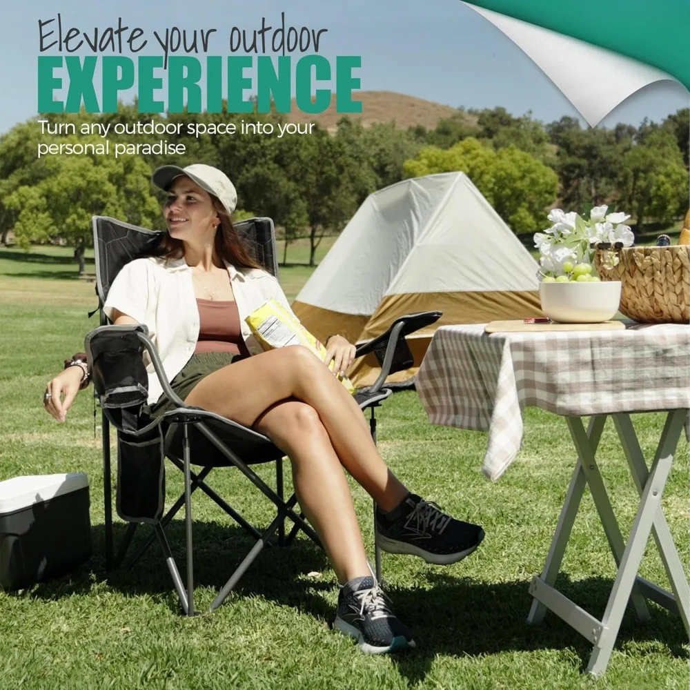 Beach Chairs，Large folding portable camping chair, durable and sturdy camping chair with side pockets Beach Chairs