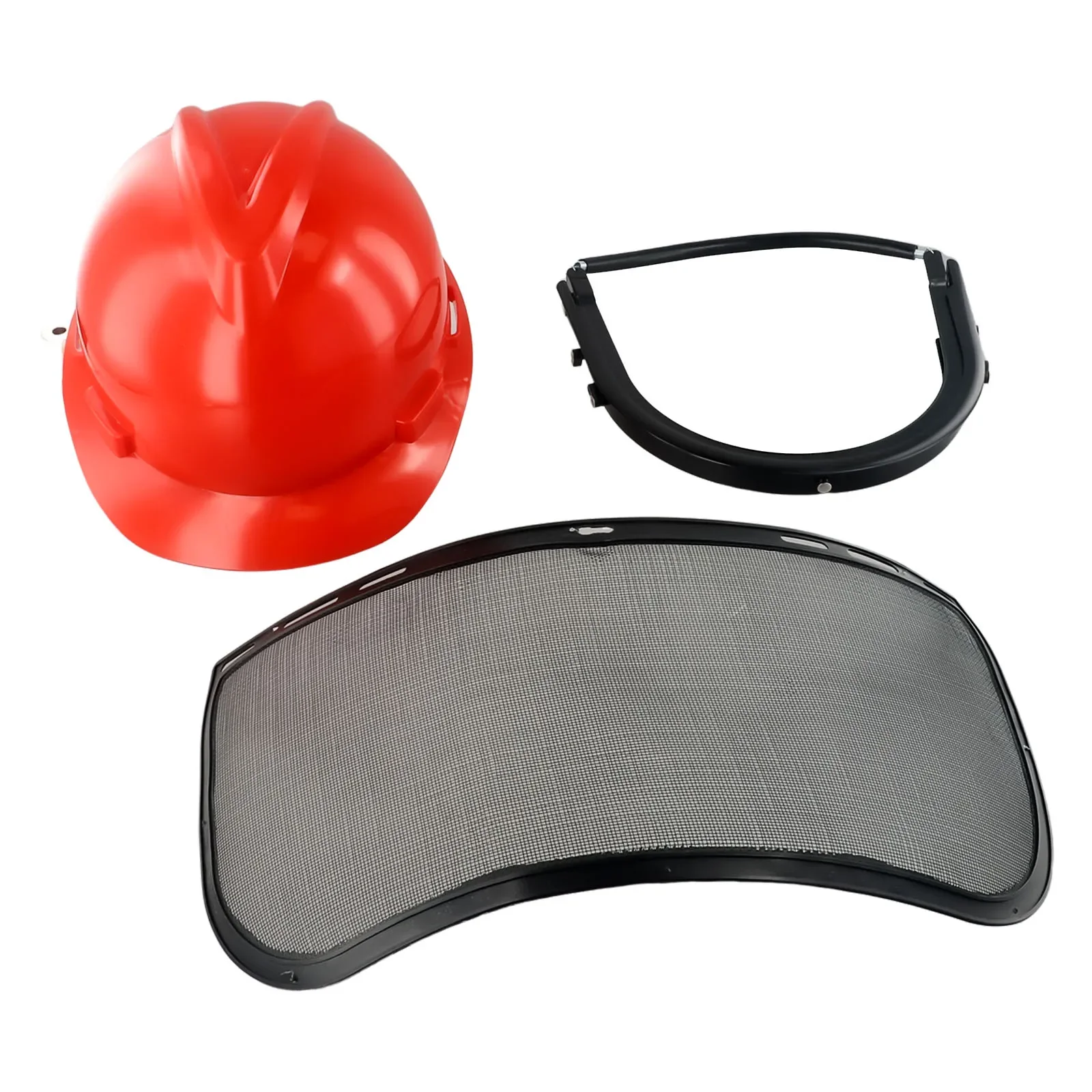 Malha de capacete de motosserra ao ar livre para cortador de grama aparador máscara roçadora objetos faciais trabalhando vermelho + preto proteger