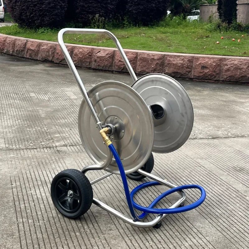 Stainless Steel Wall Mounted Hose Reel Holder for Garden Water Pipe Storage Rack Heavy Duty Car Wash Equipment Organizer 2
