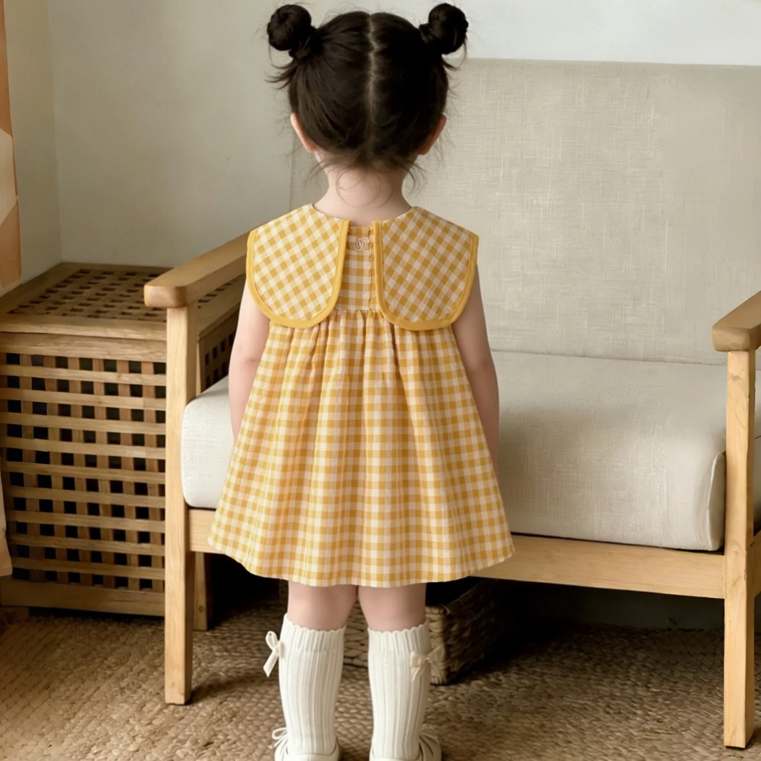 Summer New Baby Girl Dress Cute Plaid Casual Daily Wear Comfortable Girl Dress Children'S Clothing 9 Months -4 Years Old