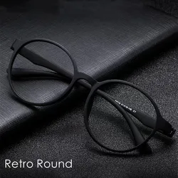 Retro Round Optical Prescription Men's And Women's Glasses Frame Ultra-light And Comfortable Without Screw Design Glasses