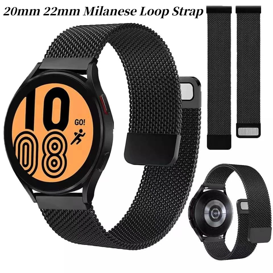 

20mm 22mm Milanese Loop Strap For Samsung Galaxy Watch 4/3/Active 2 Magnetic Belt For Huawei Watch 3/GT Amazfit GTR/Stratos Band