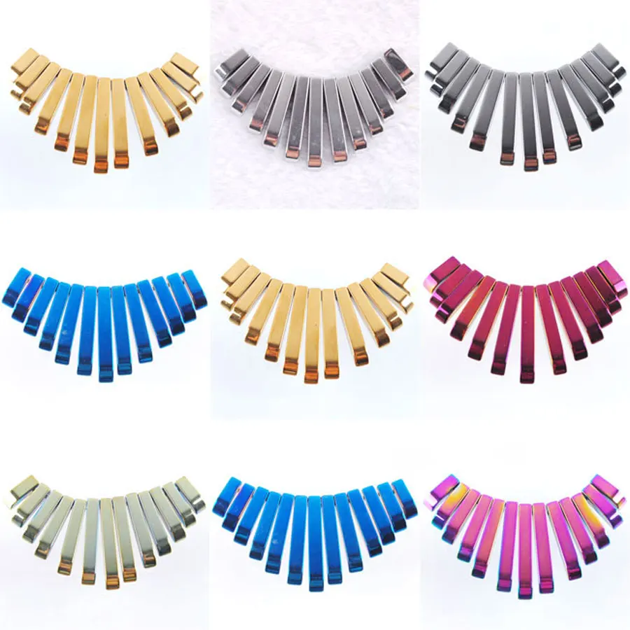 

Natural hematite gemstone scale 12Pcs rod bead jewelry pendant set with multi-color BN331