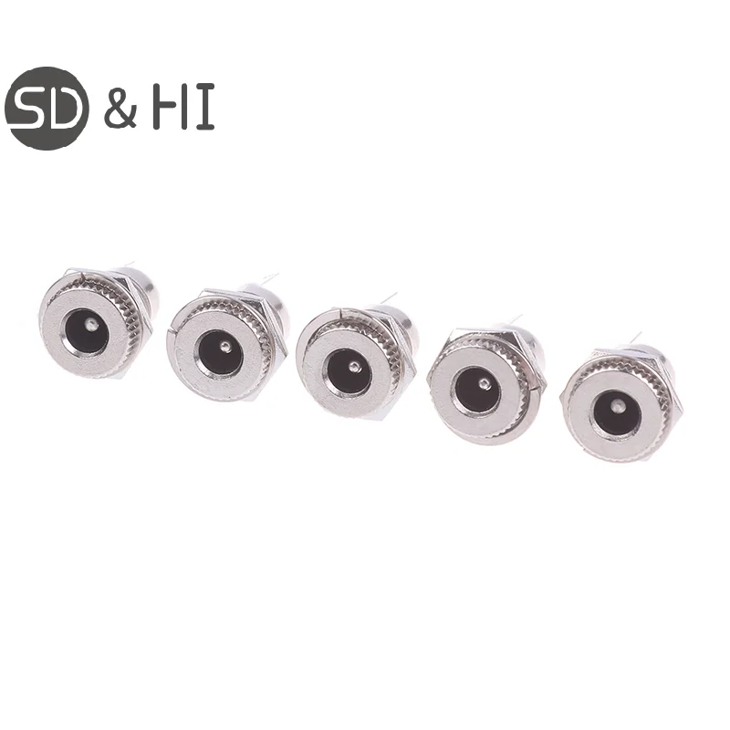 5Pcs/Set DC099 5.5 X 2.1MM DC Power Jack Socket Female Panel Mount Connector Metal Terminal Connector Plug Adapter