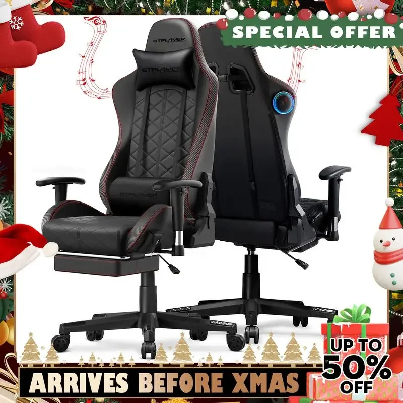 GTPLAYER Gaming Chair, Computer Chair with Bluetooth Speakers, High Back Ergonomic Office Chair Desk Chair with Lumbar Support