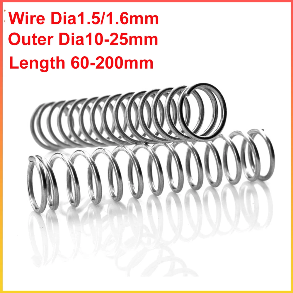 1Pcs Length 60-200mm Wire Dia1.5/1.6mm 304 Stainless Steel Compression Spring Outer Dia10-25mm Shock Absorption Return Spring