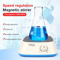 Mini Stir Plate Magnetic Lab Stirrer with Stir Bars Magnetic Mixer 3L Adjustbable Speed 300-3000 RPM for Classroom Laboratory