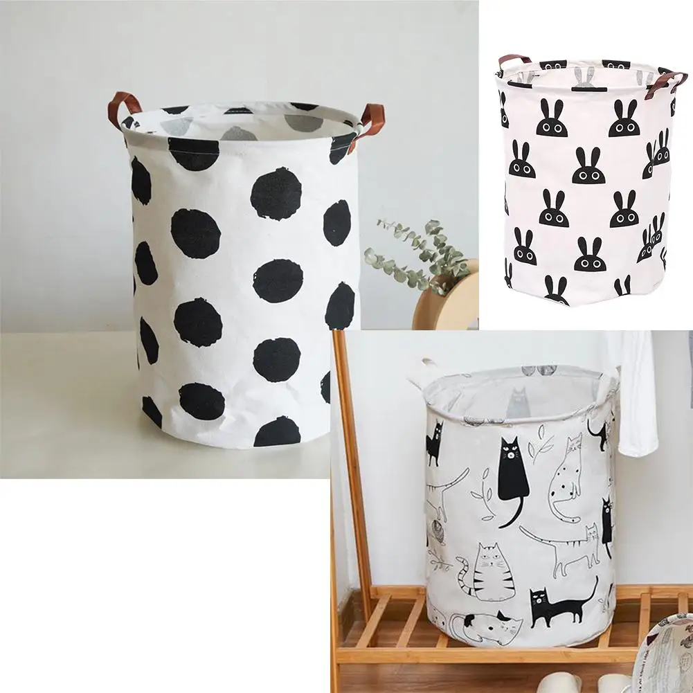 

Foldable Laundry Basket For Toys Printed Storage Bucket Bag Collapsible Household Dirty Clothes Organizer 40*50cm M5P4