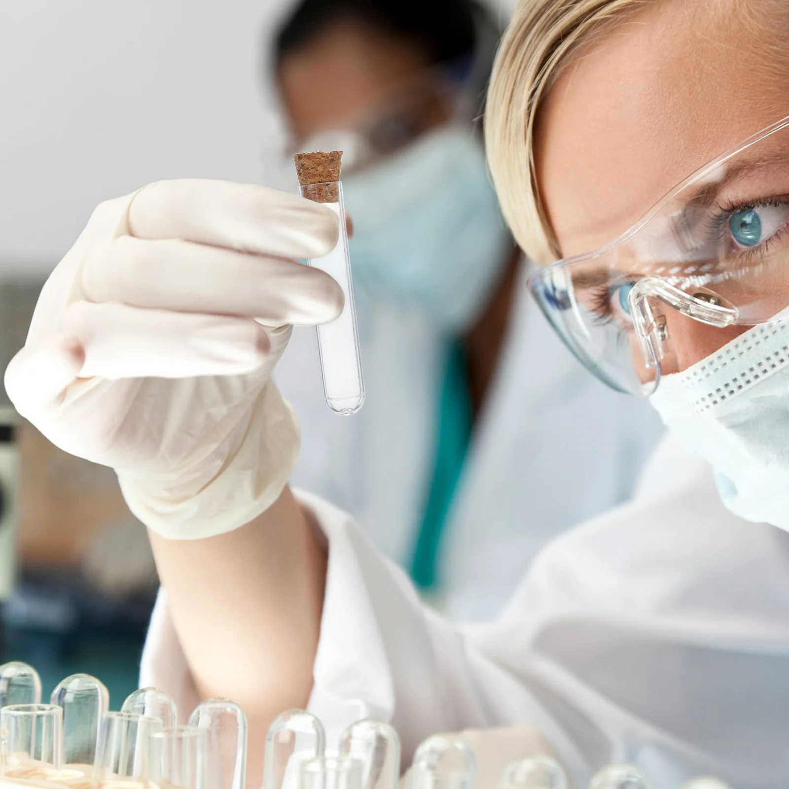 

20Pcs Clear Plastic Test Tube Vials Leakproof with Solid Caps for Laboratory Use Plant Cutting Rooting DIY Craft Projects