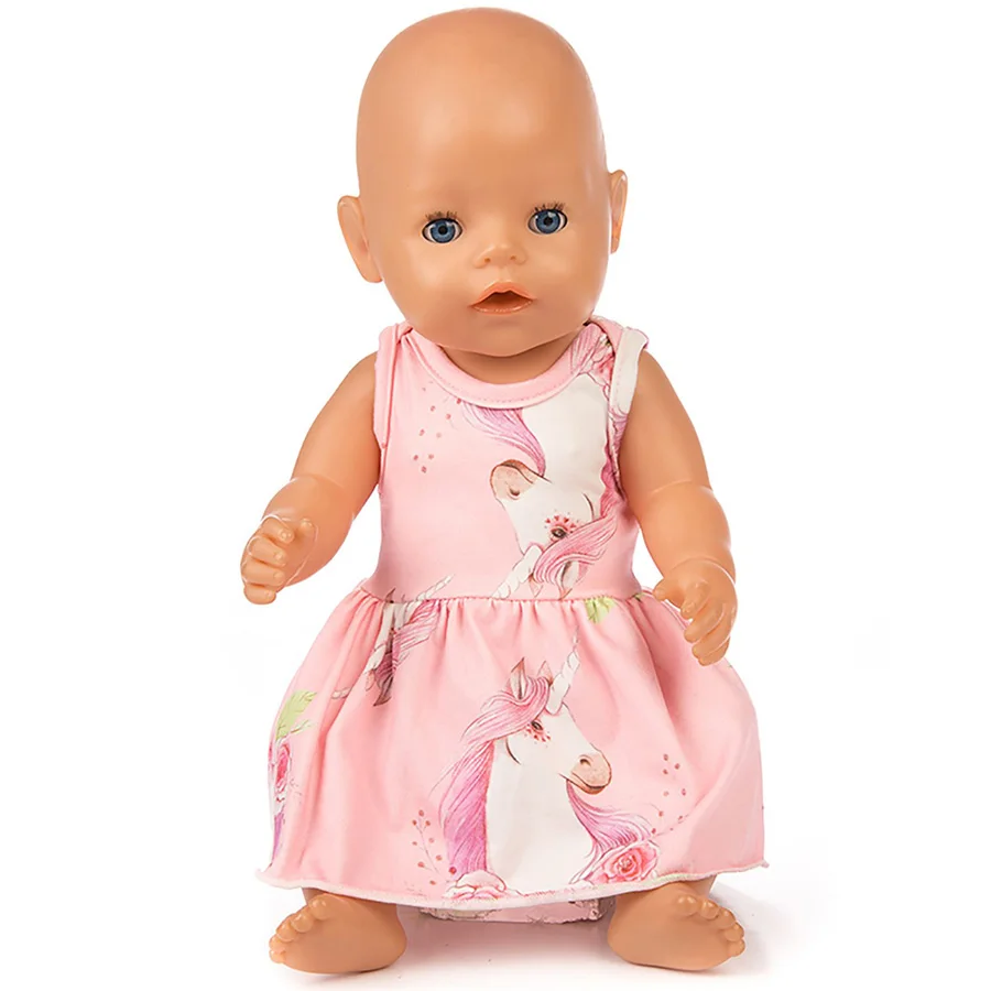 새로운 43cm 생후 아기 인형 옷 드레스 18인치 1/3 BJD 인형 소녀용 미국 인형 옷 어린이 휴일 선물