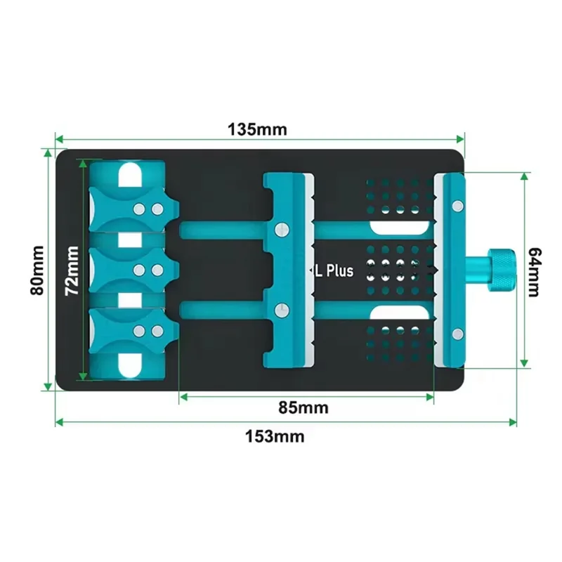 أدوات إصلاح عالمية فعالة RL-601L PLUS: تركيبات اللوحة الأم ذات الفتحة المزدوجة لشريحة الهاتف IC وحامل لوحة تهزهز PCB