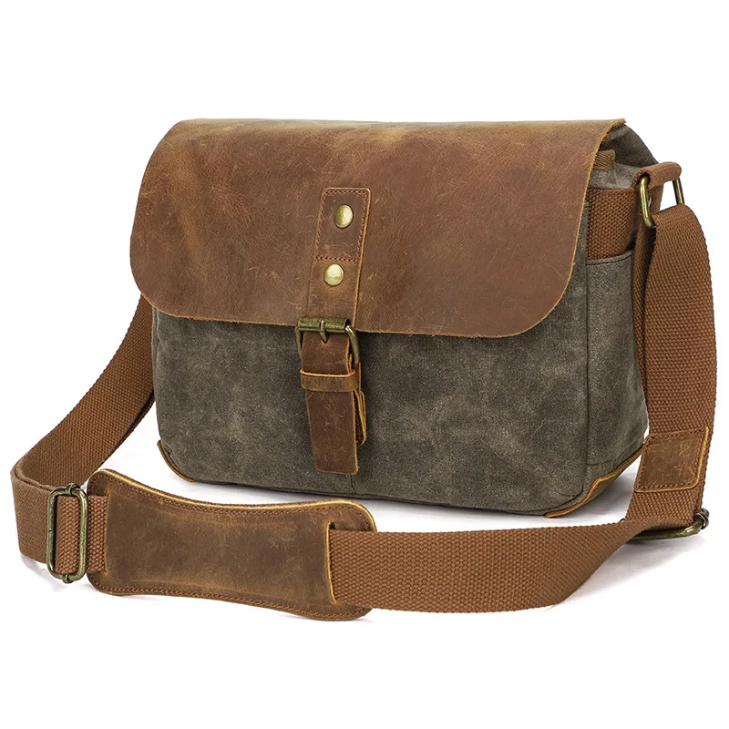 New Vintage Waxed Canvas Shoulder Bags Shockproof DSLR Camera Bag Waterproof Canvas Casual Bags XK986