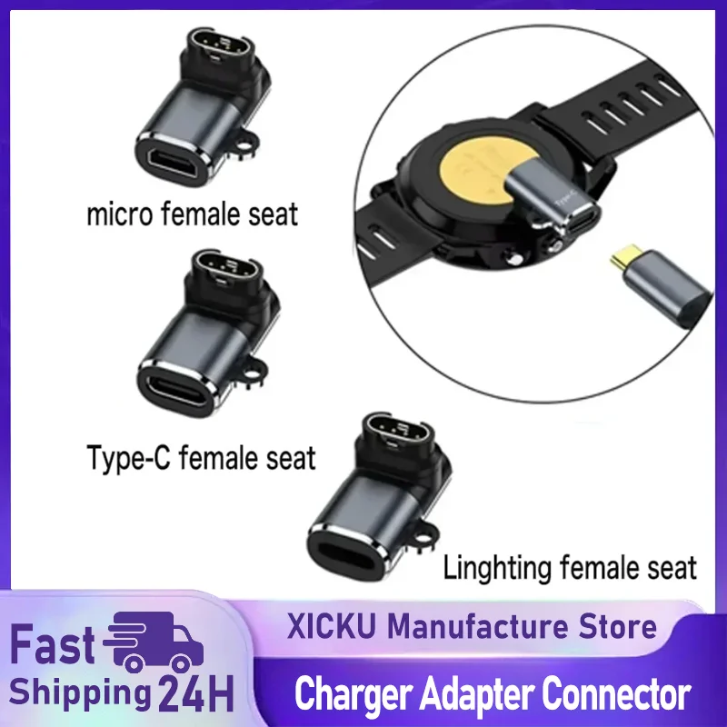 2025 Type-C/Micro/IOS USB to 4pin Charger Adapter Connector for Garmin Fenix 5X/6X/7X/5/6/7 Venu 2 plus Watch Charging Converter
