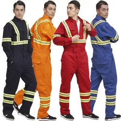 Durable Summer Thin One-Piece Workwear Men's Suit for Shipyard Workshop with Reflective Strips, Welding Dust-Proof Protective Clothing, Customizable
