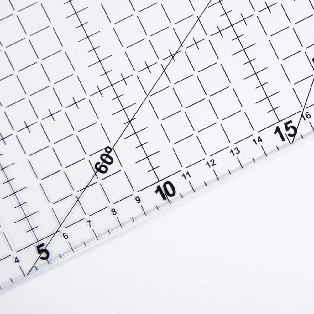 مسطرة مربعة من الأكريليك الأسود 15x30 سنتيمتر مسطرة خياطة شفافة عالية المتانة 30 45 60 درجة مؤشرات خط لصنع الملابس #1