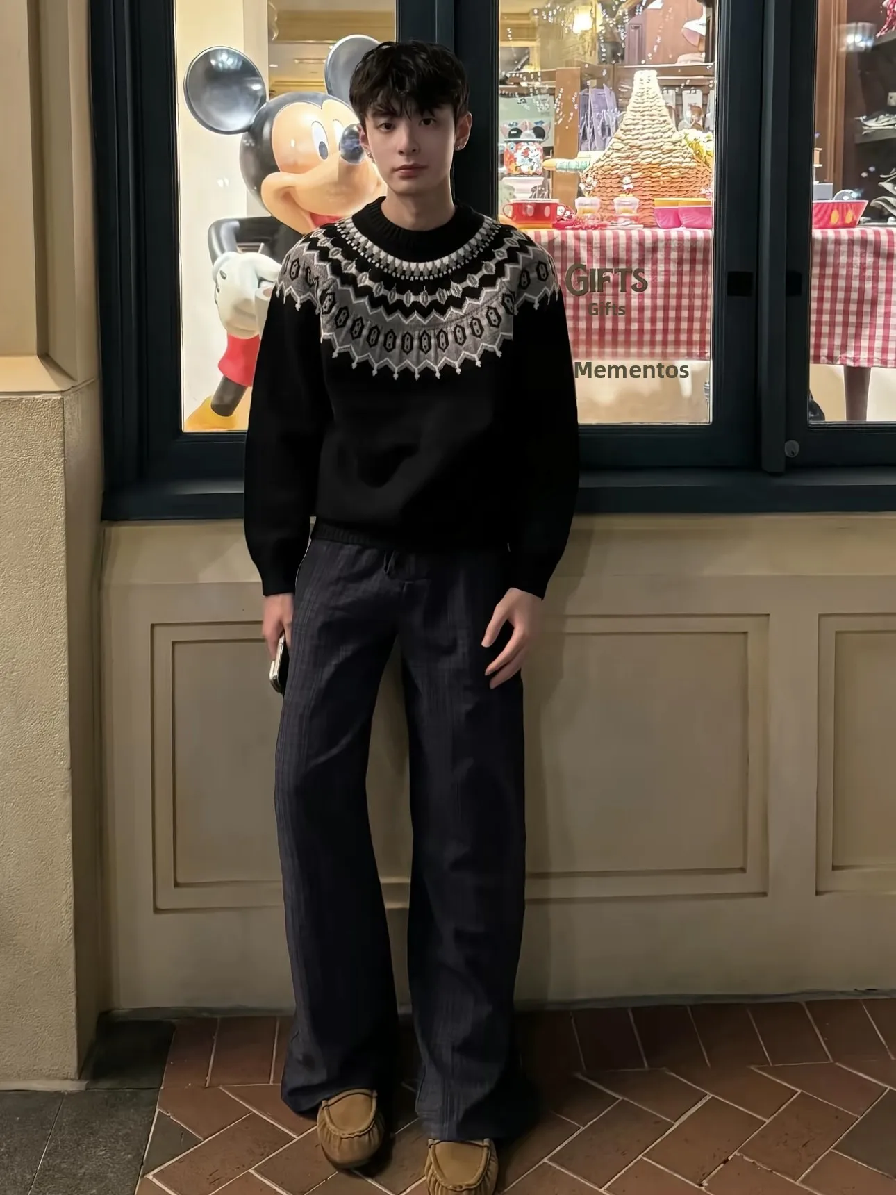 

Мужской круглый вязаный свитер Polar Fce, повседневный, универсальный, тяжелый, осенне-зимний, удобный, дышащий, с геометрическим рисунком...