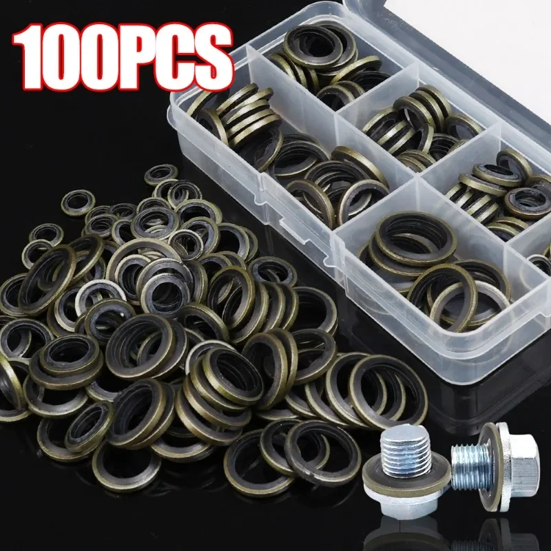 100szt Podkładka metalowo-gumowa Uszczelka korka spustowego oleju do M6 M8 M10 M12 M14 M16 Połączona podkładka Pierścień uszczelniający Elementy złączne