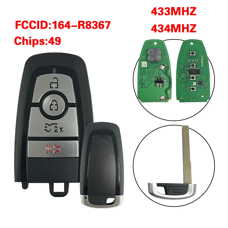 

CN018151 Aftermarket P/N: 164-R8367 PL3T-15K601-DA Для 2024-2025 Ford F-150 Lightning Frunk Smart Key M3N-A3C108397/434 МГц