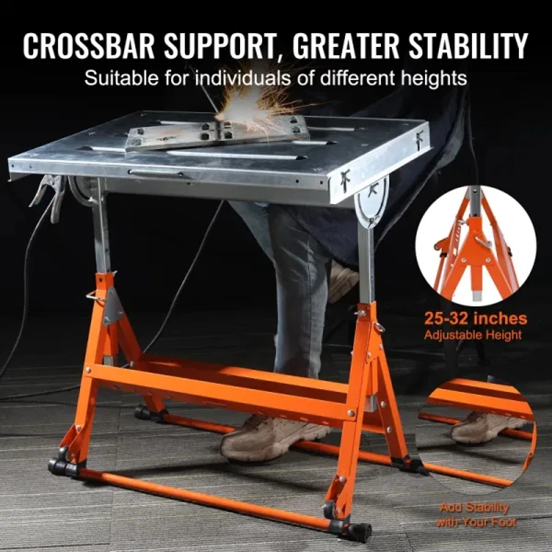 Welding Table 30" X 20" 400lbs Load Capacity Steel Welding Workbench Table on Wheels Folding Work Bench with Three 1.1"