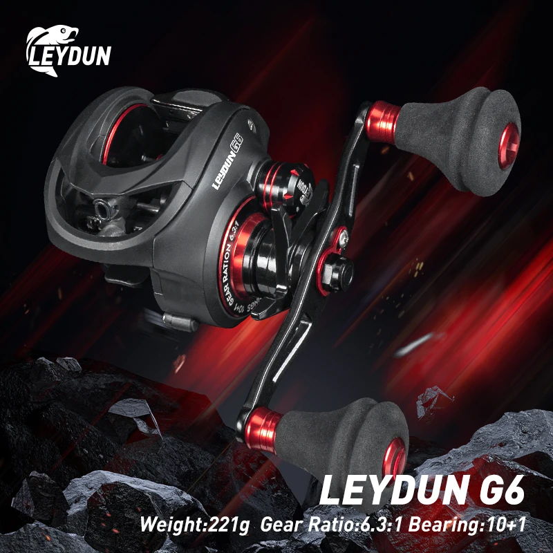 Leydun G6 Fishing Reels Baitcasting Reel Drag 15KG Deep Spool 10+1BB 6.3:1 Aluminum Frame jigging Metal Seawater Fishing Reel