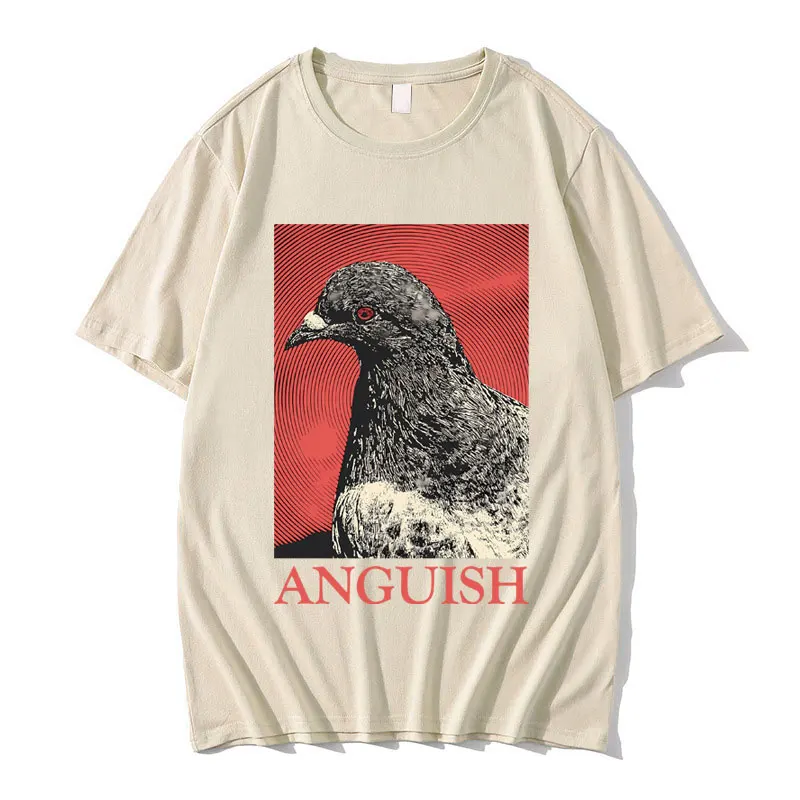 Anguish T-shirts Cute Funny Meme Pigeon Graphic Print T Shirts Men Women Casual Oversized Tees Short Sleeve Male Vintage Tshirt